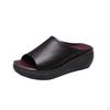 Fashion Women Leather Slippers White Ladias Retro Peep Toe Platform Shoes Clogs Slip On Sandals Wedges Sandles Zapatos Shoe
