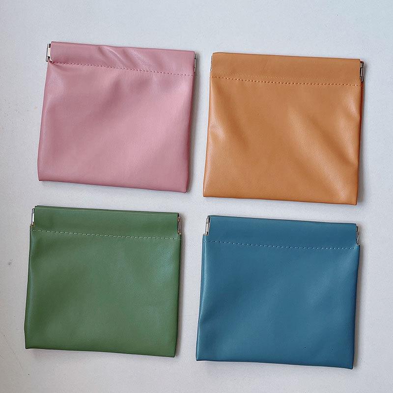 Portable Solid Color PU Waterproof Makeup Bag