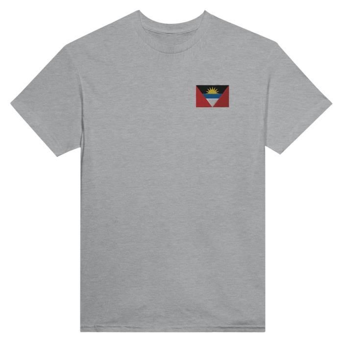 T-shirt - PIXELFORMA - Drapeau d'Antigua-et-Barbuda - Broderie - 100% Coton - Coupe Classique