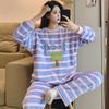2025 Осень Зима Теплый Фланелевый Женский Пижамный Комплект Утолщенный Коралловый Вельвет Длинный Рукав Милая Мультяшная Домашняя Одежда Фланелевый Пижамный Комплект для молодой Девушки