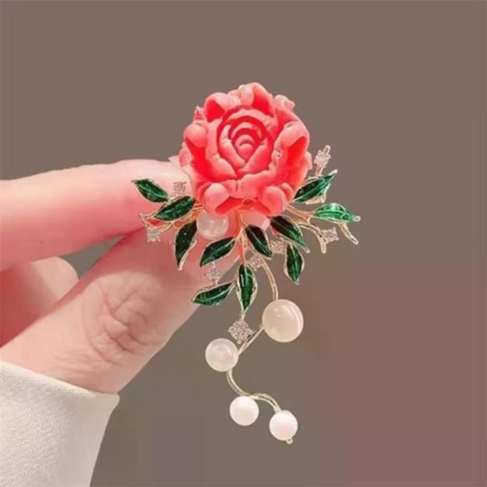 Zircon Pearls Brooches Sparkling Brooches New Peony Flower Brooches  Waist Accessorizing