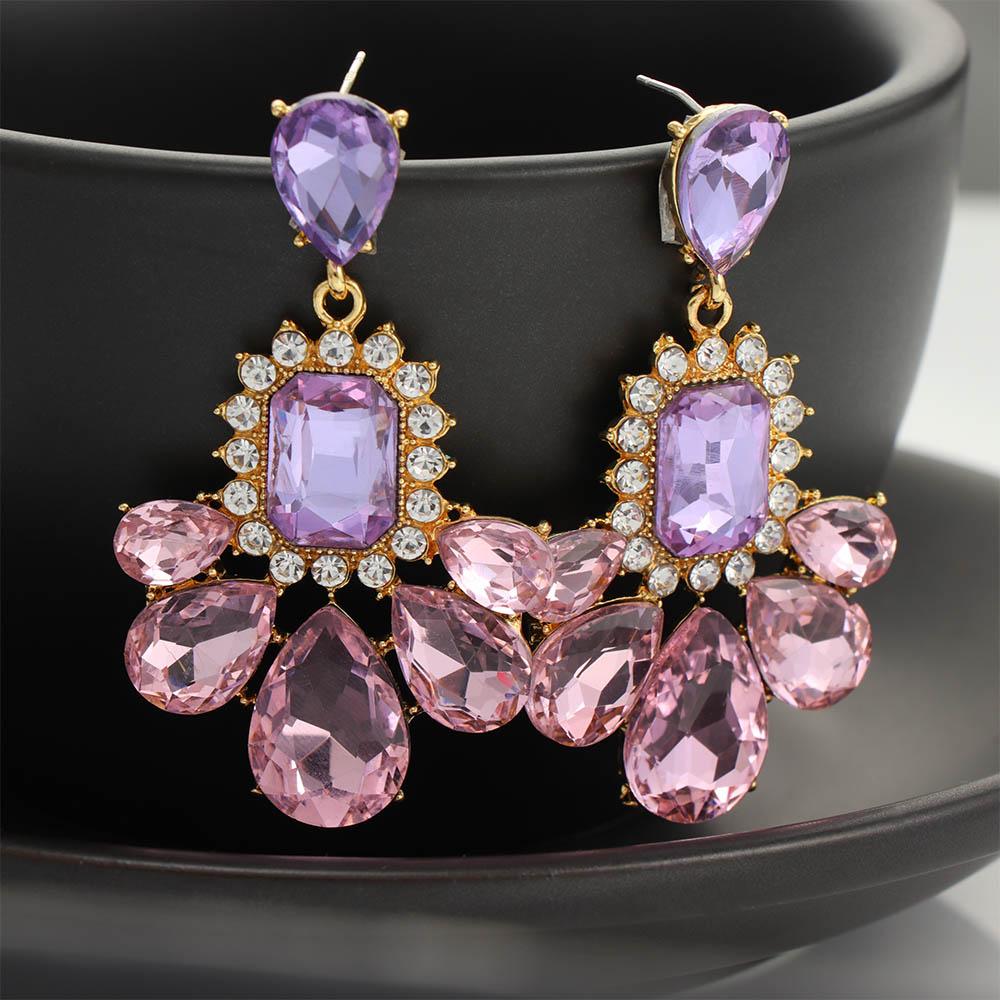 For Women Pendant Crystal Purple Rhinestone Dangle Earrings Drop Earrings Jewelry Stud Earrings