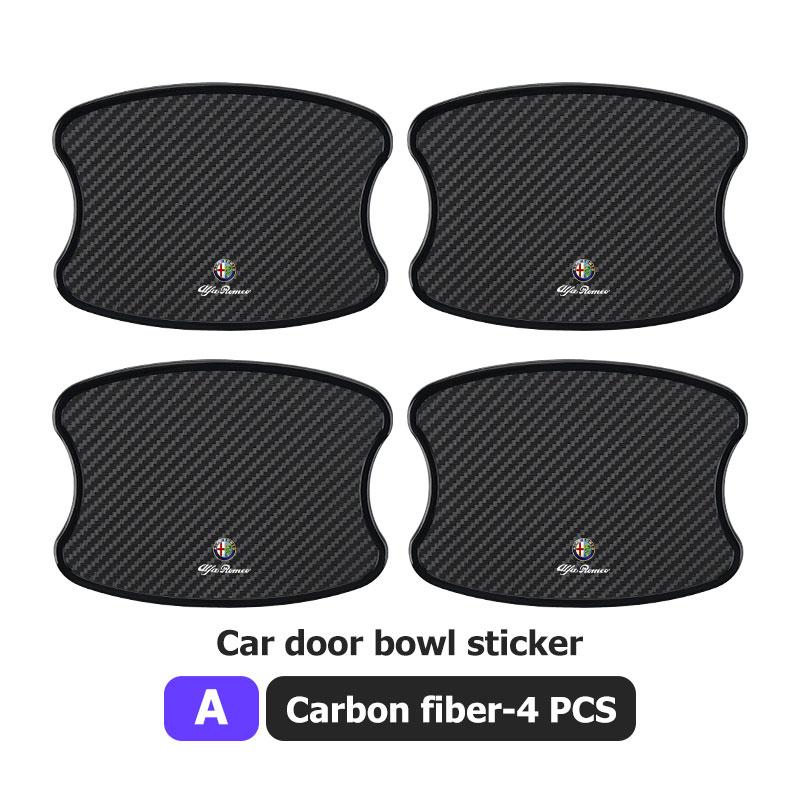 2026 Hot Alfa Romeo 4PCS Carbon Fiber Car Door Handle Protection Sticker Emblem Accessories For Alfa Romeo Giulietta GT 159 147 
