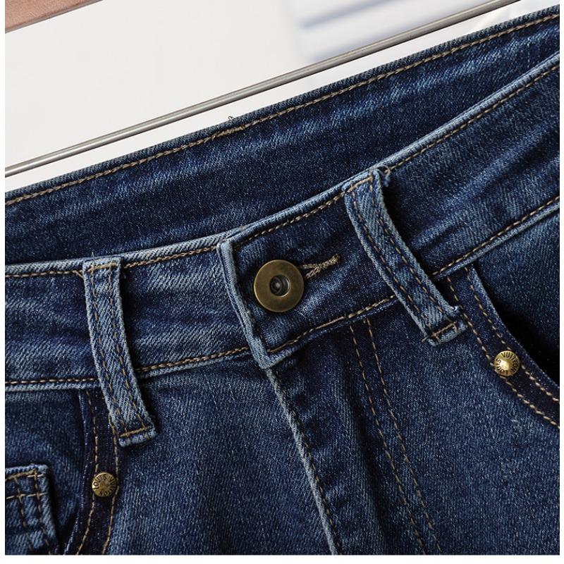 DIMANAF 2025 Женские джинсы больших размеров Весна Длинные брюки Эластичные базовые брюки Узкие джинсовые женские синие брюки 5XL