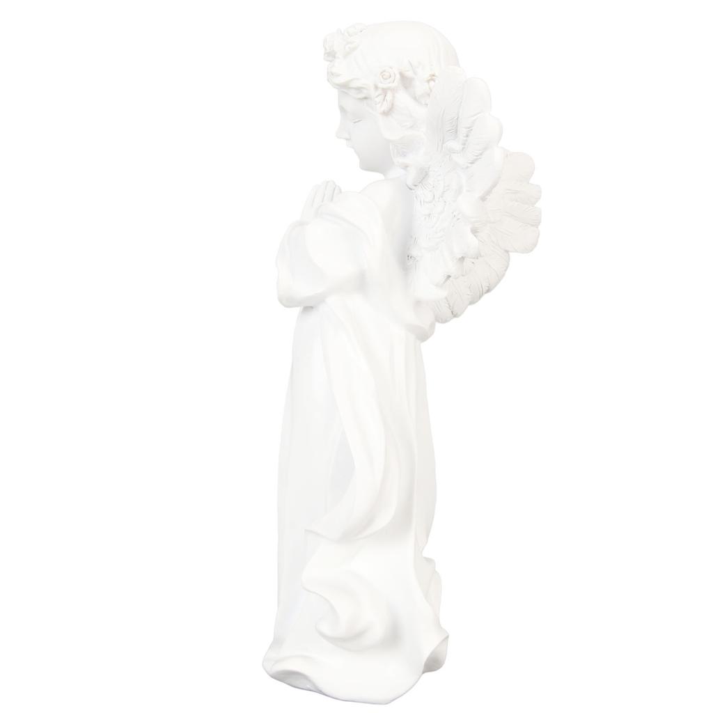 Статуэтка младенца-ангела белая высотой 10,8 дюйма, ручная резьба, богатая деталями, смоляная фигурка херувима для сада