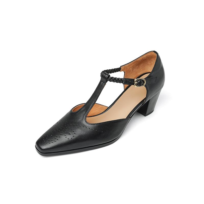 Мода 2025 Лето Женские Сандалии Натуральная Кожа Сексуальный Острый Носок Т-образный Ремешок Вечерние Туфли Высокий Каблук Летние Туфли-Лодочки Ажурная Обувь Женская 34-40