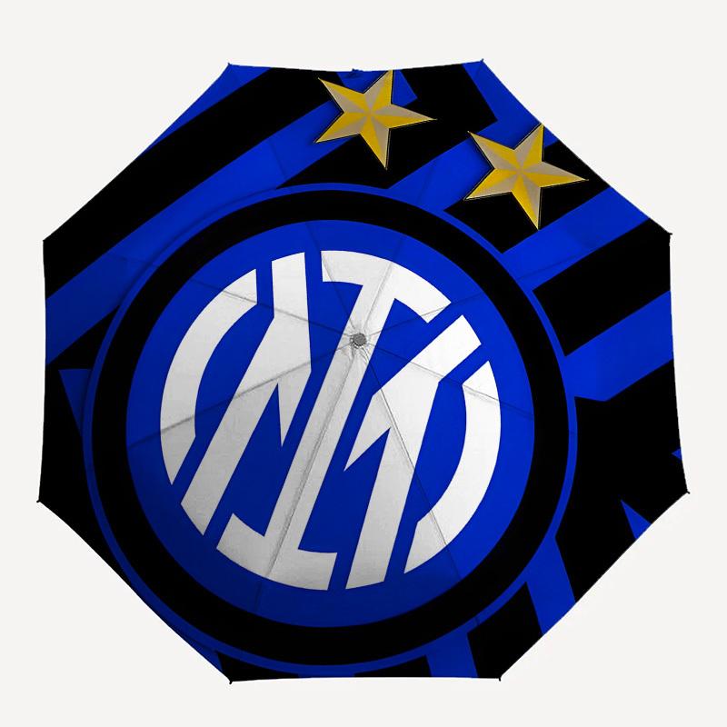 Inter Milan, Badge Automatic Opening and Closing, 8 rib Structure Portable Umbrella, Suitable for Men and Women in All Seasons  Perfect Gift