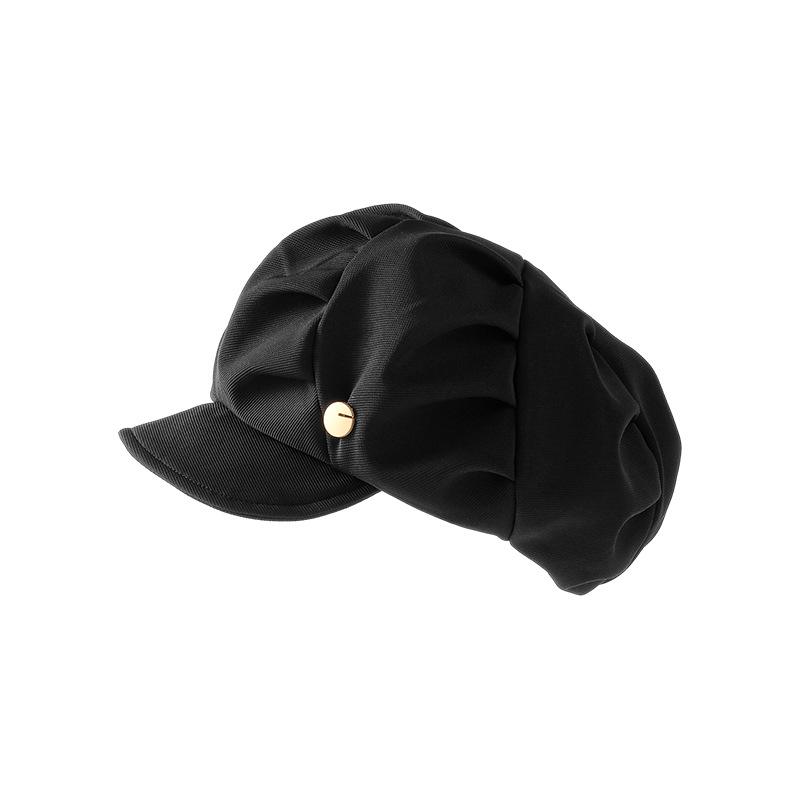 Маленькая плиссированная кепка-утка, закрывающая лицо, берет, надвинутая вперед шляпа, мягкая шляпа с металлическим логотипом в виде облака, простая уличная шляпа художника