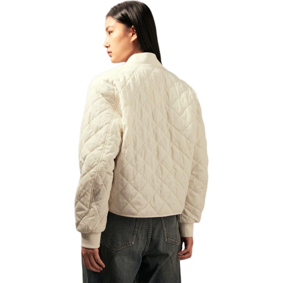 Calvin Klein Классическое лого в виде квадрата с буквами, куртка с ромбовидной стежкой и бейсбольным воротником, женская верхняя одежда, молочно-белая J224701
