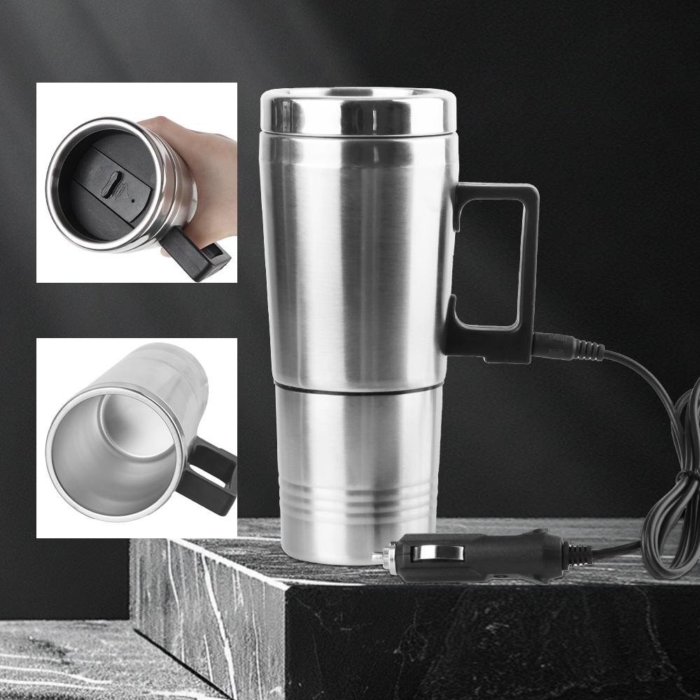 Термокружка для воды, кофе, молока, 12 В/24 В, 300 мл, электрический нагревательный автомобильный чайник, походный дорожный чайник, чашка для подогрева автомобиля, портативная из нержавеющей стали