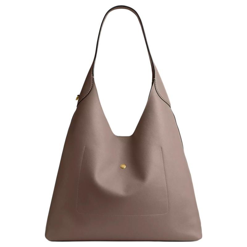COACH Brooklyn 39 Logo Charm Magnetic Snap Closure Natural Grain Leather Hobo Bag Hand Shoulder Bag Large Women's Dark Stone