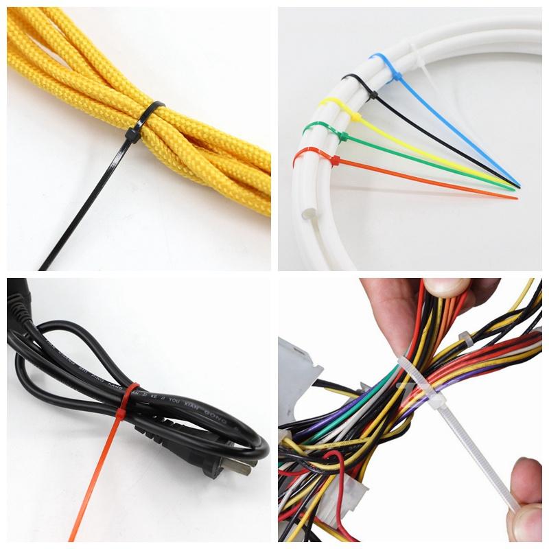 30~1000Pcs/Pack 3x200mm Self-Locking Nylon Ties Plastic Fasten Rope Balcony Privacy Screen Net Fasten Tools Cable Zip Ties