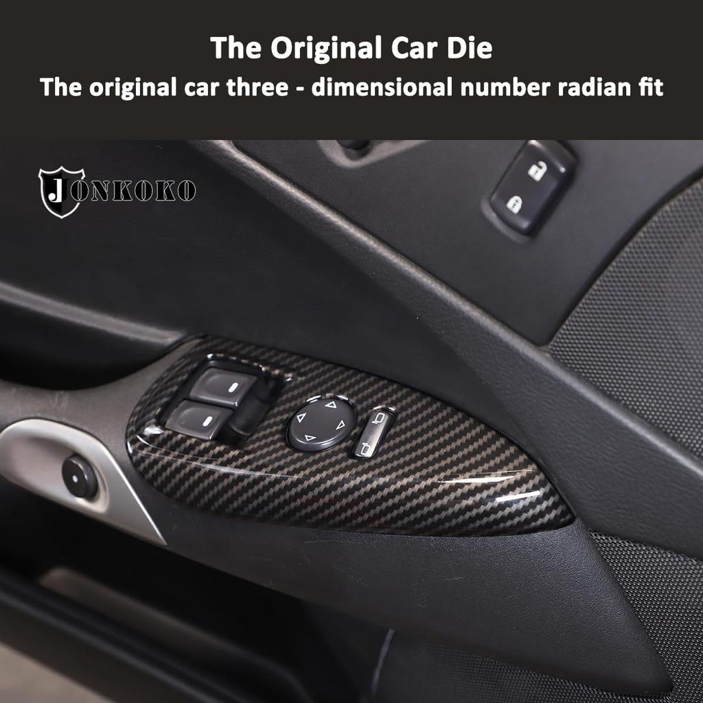 ABS Car Window Lift Switch Button Panel Frame Cover Trim Decoration Sticker For Chevrolet Corvette C6 2005-2013 Auto Glass Lift Switch Frame (Carbon