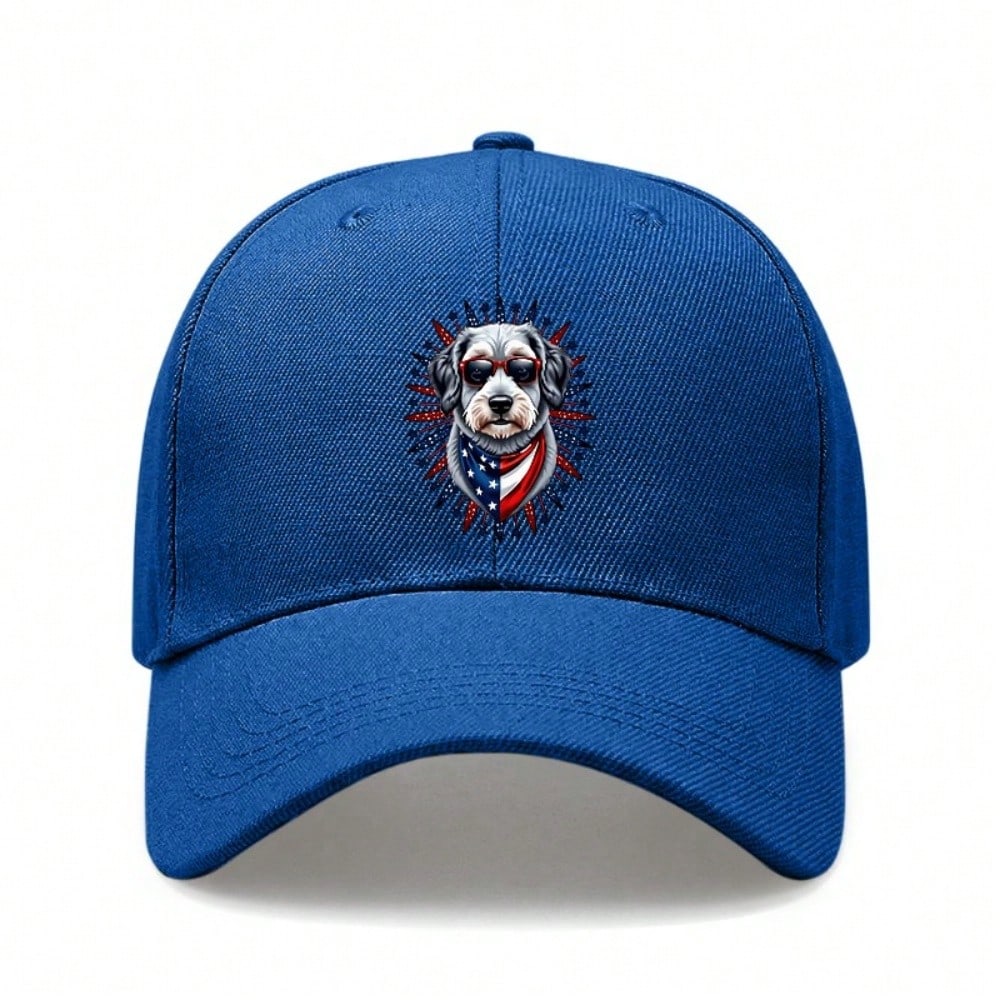 [Patriotic Baseball Cap] 2026  Unisex Dog With USA Flag Print Polyester Adjustable Breathable Sun Protection Casual Outdoor Sports Baseball Hat
