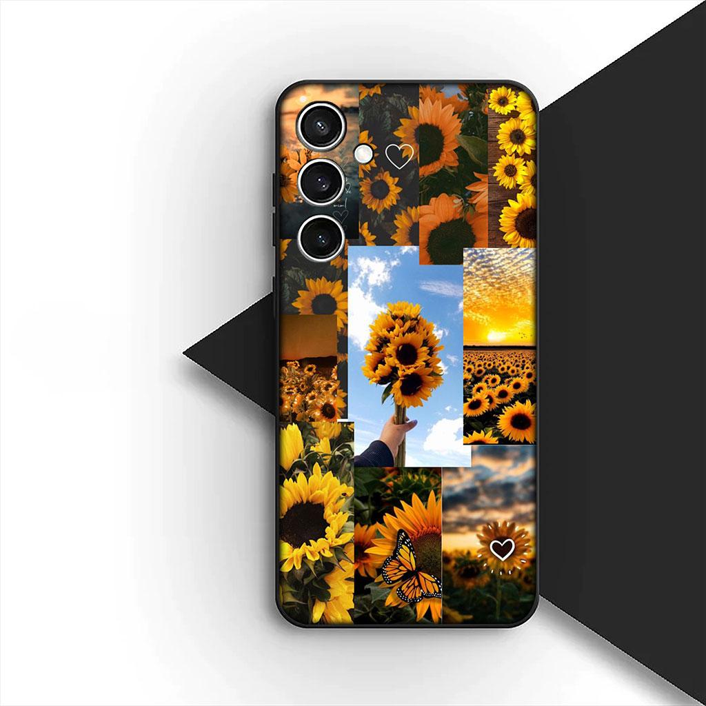 Чехол для телефона Samsung Galaxy S25 S24 S23 FE Ultra Plus S7 Edge S25+ S23+ A56 5G Мягкий чехол Подсолнух Свежий Цветок Маленькой Ромашки