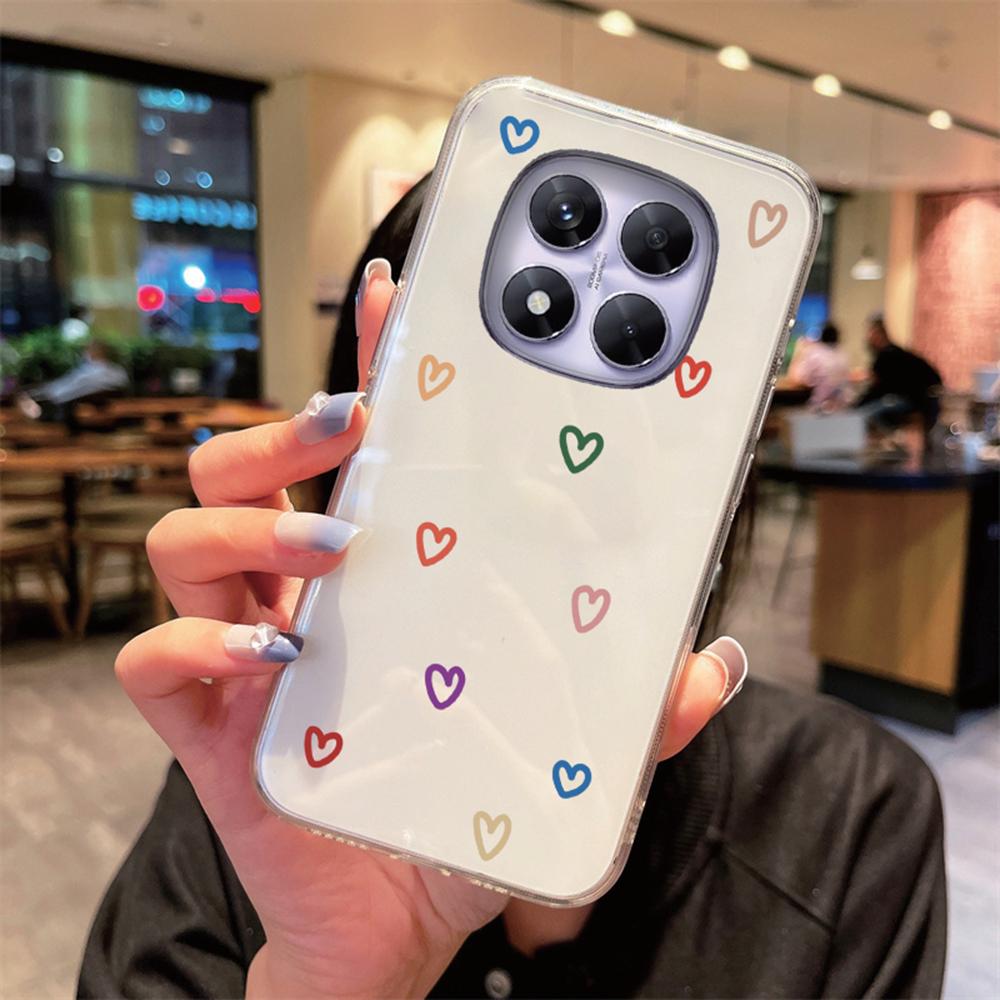 Прозрачный нежелтеющий чехол для телефона Xiaomi Redmi Note 15 Pro+ note15 15c Мультяшное Сердце Любовь Прозрачная Защитная крышка для камеры