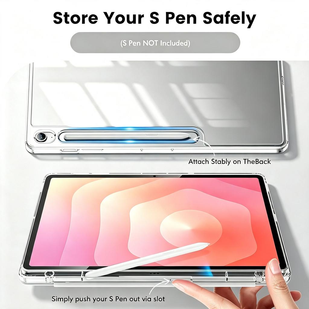 Для Samsung Galaxy Tab S10 Lite/S10 FE/S9 FE/S9 10,9'' 11'', Складной смарт-чехол с прозрачной задней крышкой, Чехол для планшета с функцией автоматического пробуждения/сна