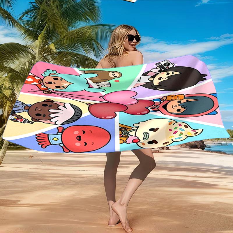 Vibrant World Of Toca Life Beach Towel, Quick-drying, Easy to Care for, Suitable for Both Fitness and Beach Vacations,Sports Essential