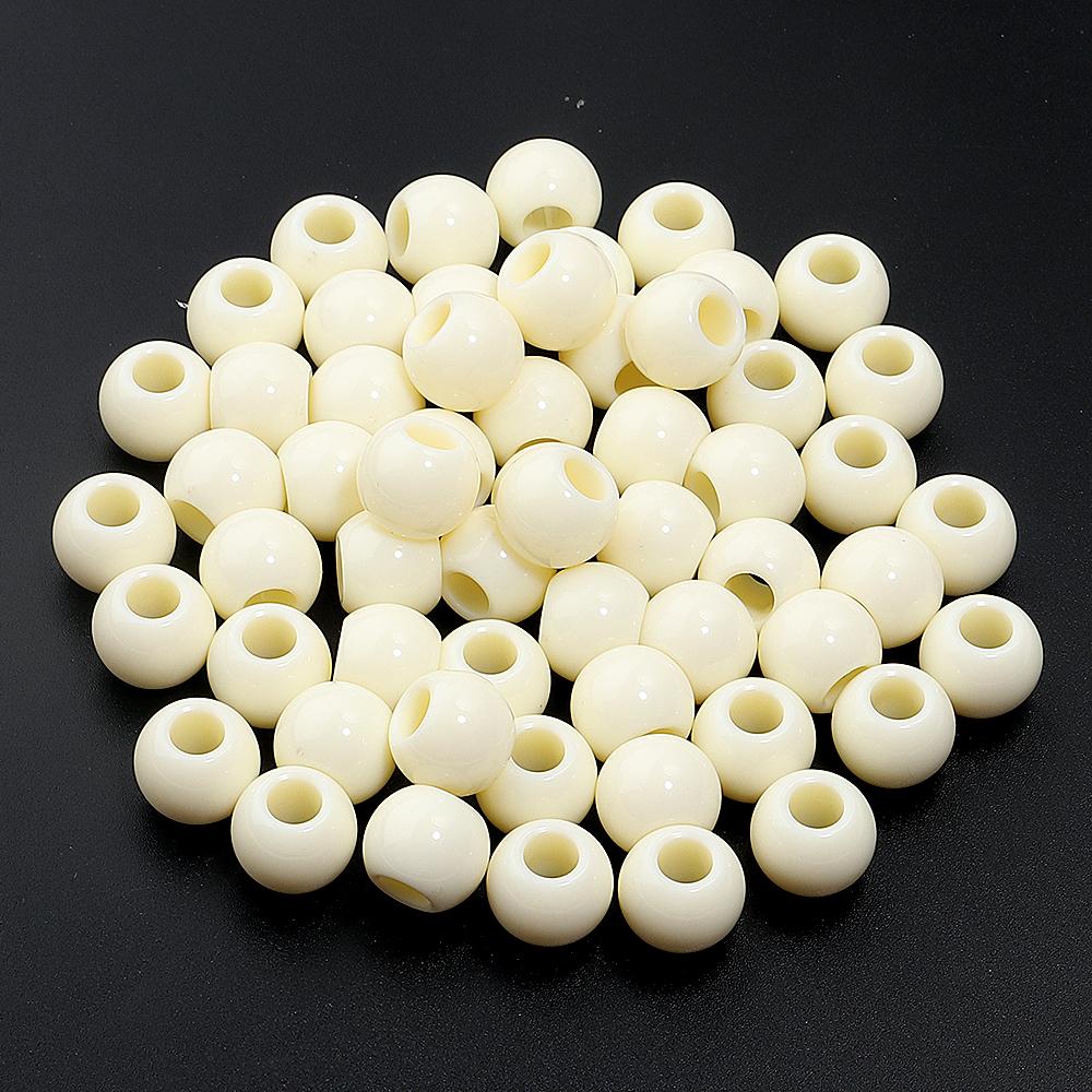 50pcs/lot 10 12 14mm Acrylic Big Hole Beads Multicolor Loose Spacer Round Beads For DIY Bracelet Earrings Jewelry Accessories