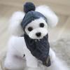 Dogs Hat Winter Warm Stripes Knitted Hat+Scarf Collar Puppy Teddy Costume Christmas Clothes Santa Dog Costume Home Pet Supplies