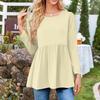 Women's Casual Fashion Long Sleeve Shirt Solid Color Tunic Top