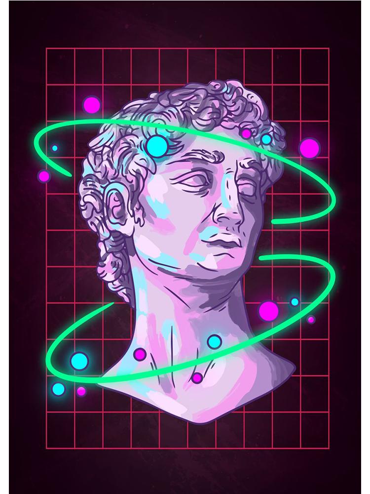 Неоновый эффект Vaporwave Glitch Скульптура Плакаты Печать Холст Картина Абстрактная настенная художественная картина для современной гостиной Домашний декор