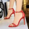 Мода 2025 Новейшие Женские 11,5 см Высокие Каблуки Желтые Сандалии Женский Фетиш Ремешковые Стриптизерши Красные Туфли Леди Валентин Серебристые Летние Туфли-Лодочки