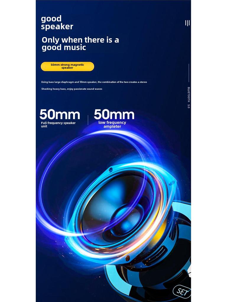 Портативный светящийся Bluetooth-динамик и будильник с перезаряжаемой батареей для спальни/студенчества