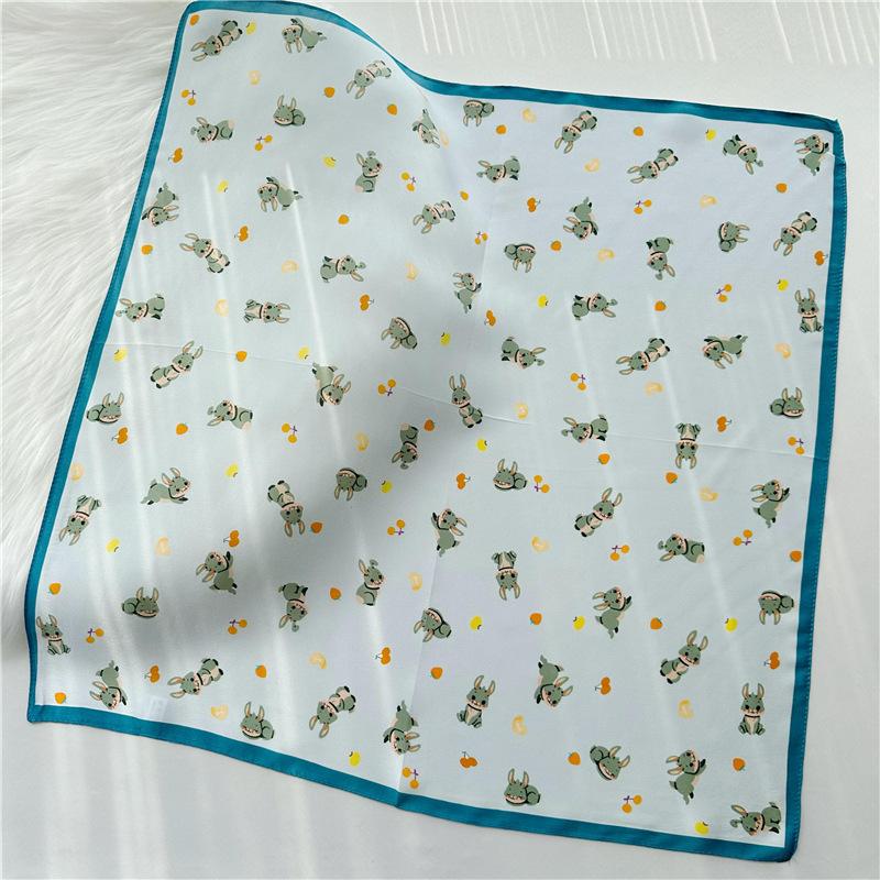53*53cm Square Silk Scarf Women's Fashion Printed Small Neck Scarf Office Women's Hair Belt Folar Handkerchief Women's Handkerchief Scarf