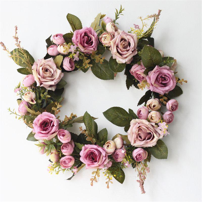 Elegant Peony Rose Flower Wreath For Stylish Wedding And Home Door Decor