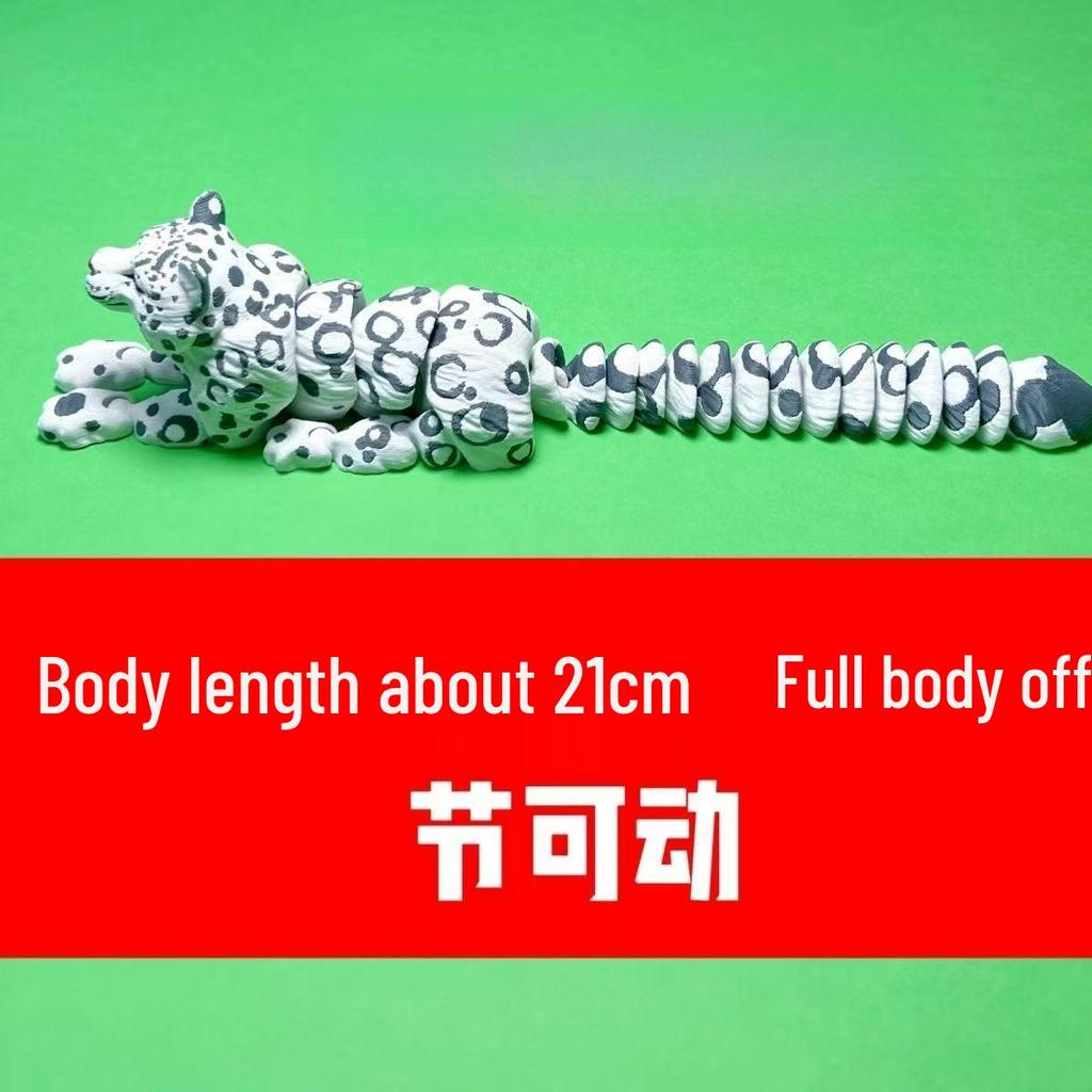 Articulated 3D Printed Snow Leopard Ornament and Easter Decoration