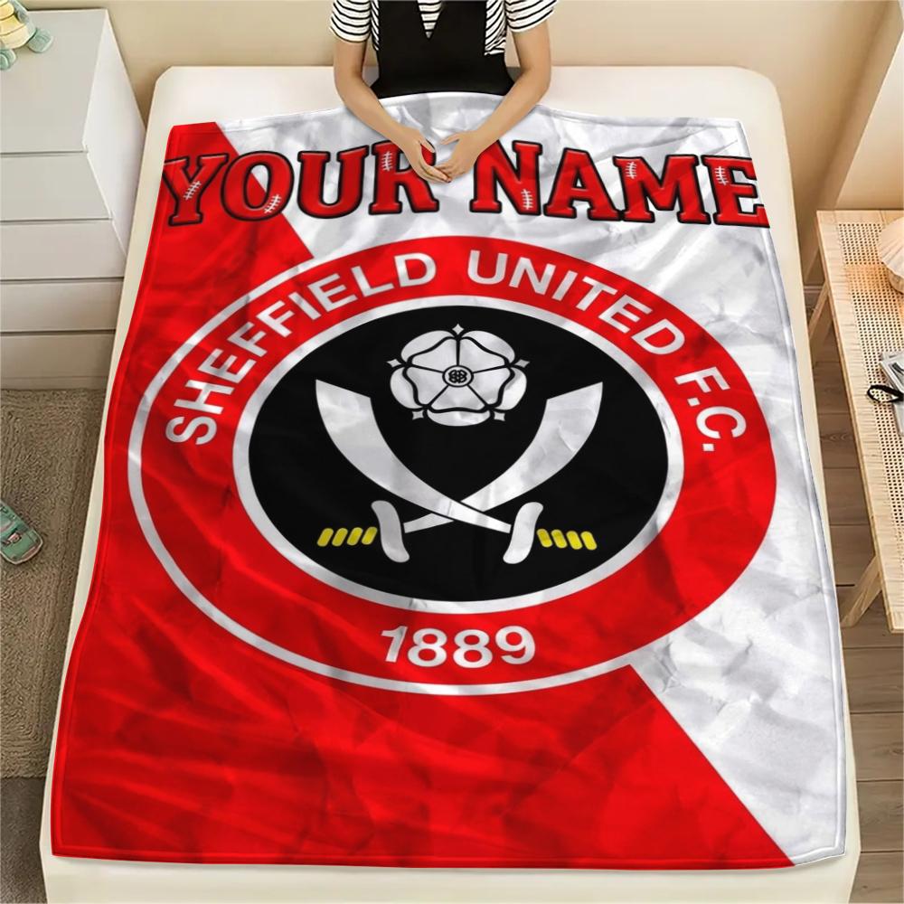 1PC Custom Name Sheffield United FC Patterned Flannel Blanket Suitable For All Seasons for Home Decor Warmth and Comfort Gifts Holiday Present
