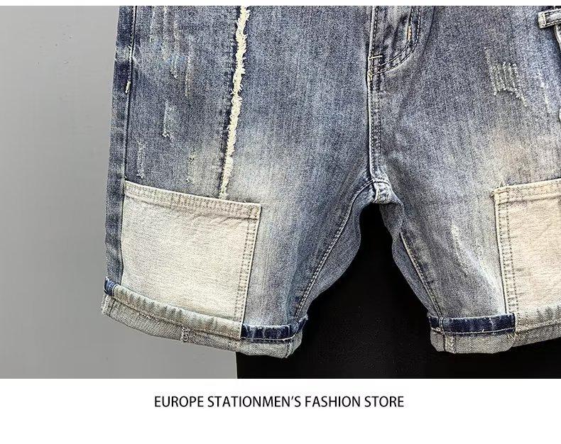 Men's Trendy Casual Denim Shorts - Versatile Summer Fashion with Loose Fit and Distressed Details