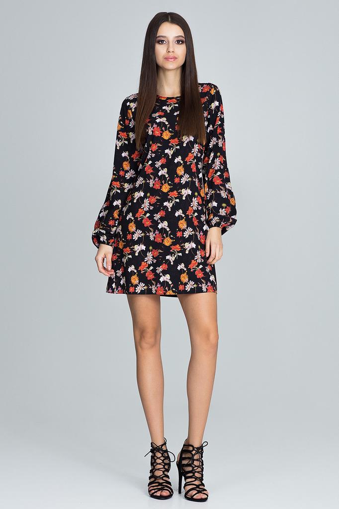 Long-sleeved floral mini dress - M596 size