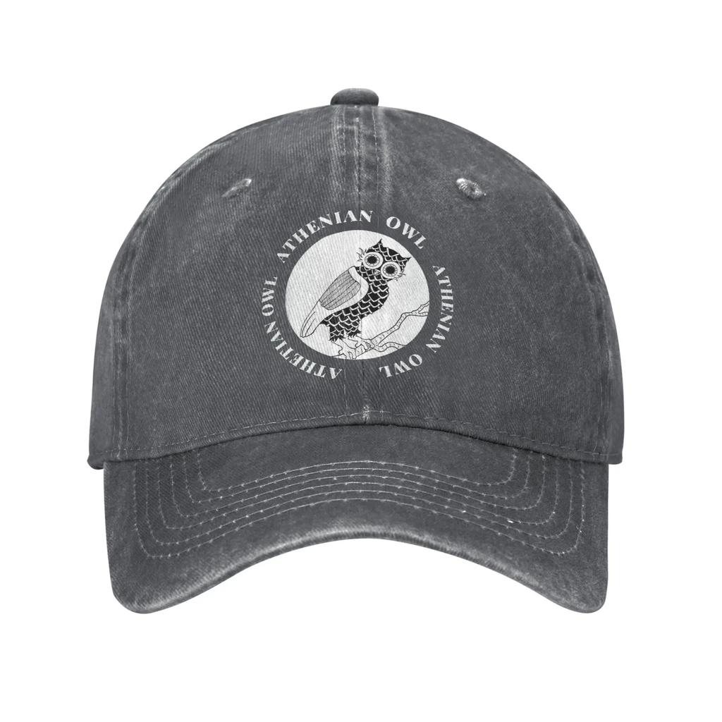 Cute Athenian Owl Ancient Greek Unisex Women Baseball Cap Tetradrachm Coin Distressed Denim Hat Vintage Outdoor Travel Soft Sun Cap