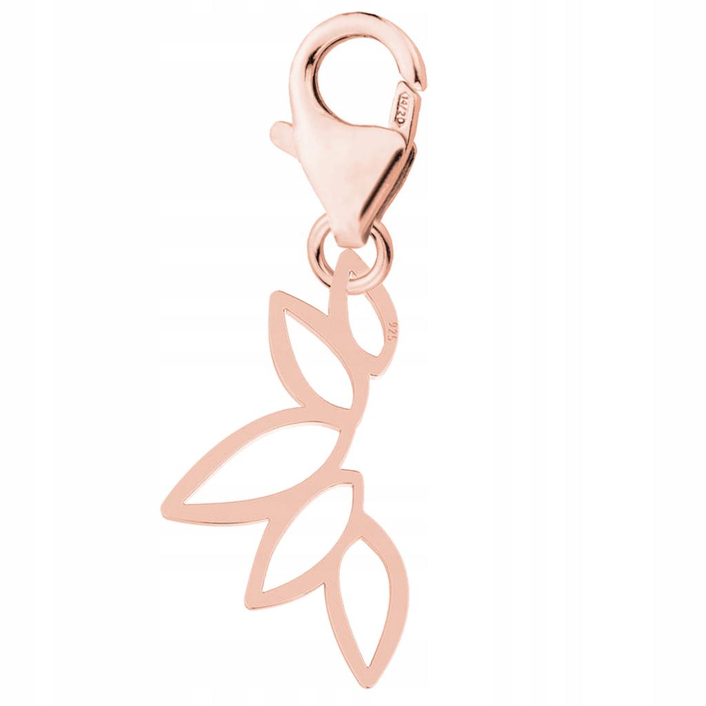 Gold-plated Pendant Carabiner With Leaf Openwork Plant Openwork Silver 925