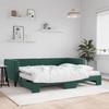 VidaXL Daybed with Trundle and Mattress Dark Green 90x200cm Velvet 3196717