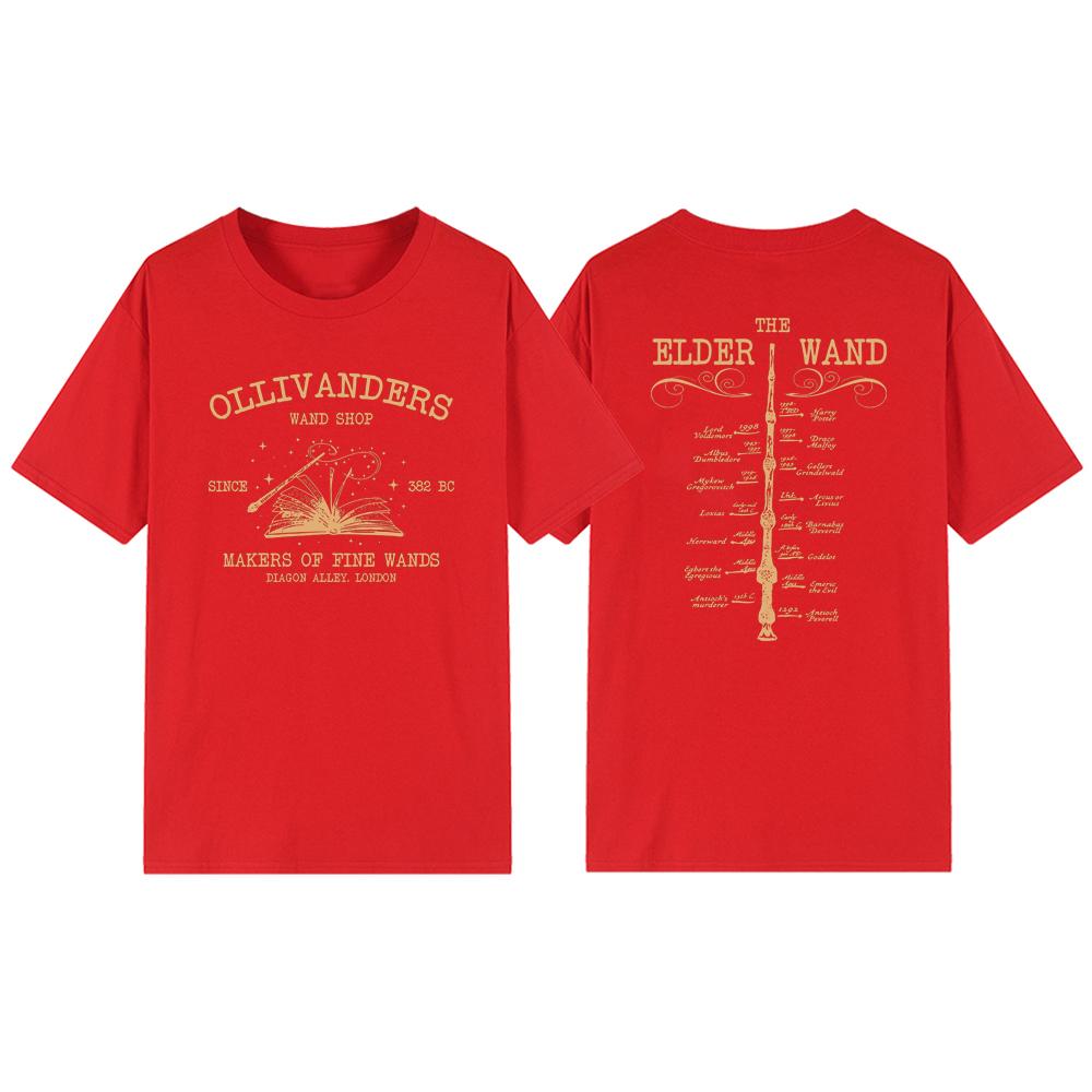 Футболки с волшебной палочкой Ollivanders Футболка с книжным магазином Wizard Футболки с волшебной палочкой Футболки с коротким рукавом в винтажном стиле унисекс с графикой Подарок HP Fan