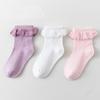 Kids Girl Sock Princess Ruffle Solid Color Calf Sock for Baby Girl Spring Autumn Cotton Soft Frilly Children Girl Sock Clothes