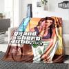 1 шт. Мягкое фланелевое одеяло Grand Theft Auto с дизайнерским принтом. Уютное одеяло для всех сезонов, идеально подходит для дивана, кровати, офиса