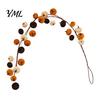 Decorative Wreath for Wedding Thanksgiving Pumpkin Wreath, Artificial Velvet Ornament, Fall Harvest Hanging Teardrop Floral Swag with Burlap Bow Front