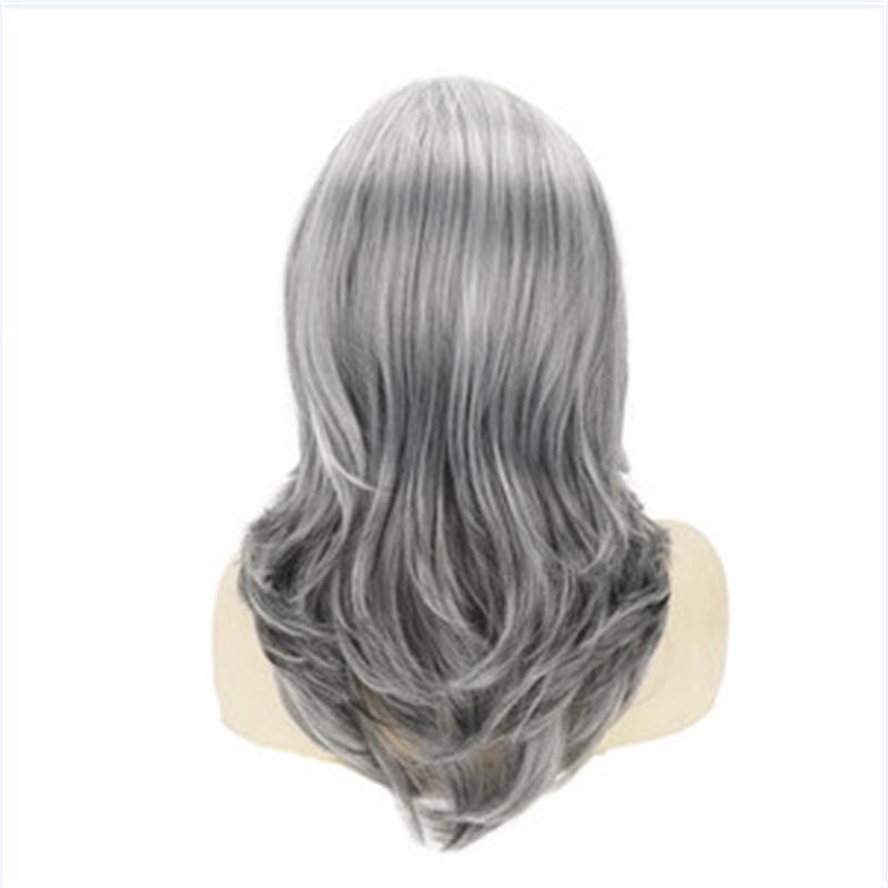 Длинные Кудрявые Синтетические Парики для Женщин Серый Парик из Натуральных Волос Женский Косплей Сексуальный Парик для Хэллоуина Подарки Парик для Пожилых