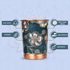 India Copper Premium Green Gold Leaf Design Set of Two Glass with Elegant Gift Box, 250 ML
