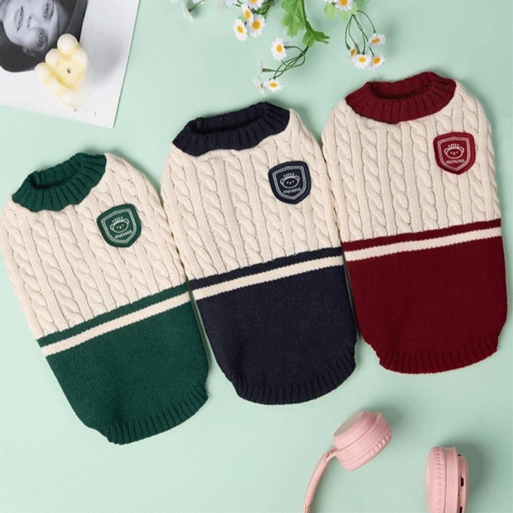 Classical Dog Warm Sweater College Style Dog Pullover Casual Pet Knitted Vest Daily Wear