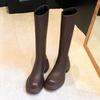 Boots 2025 Boots Versatile Platform Heels Brown Tall Versatile Boots Women's Knight Boots Skinny Boots