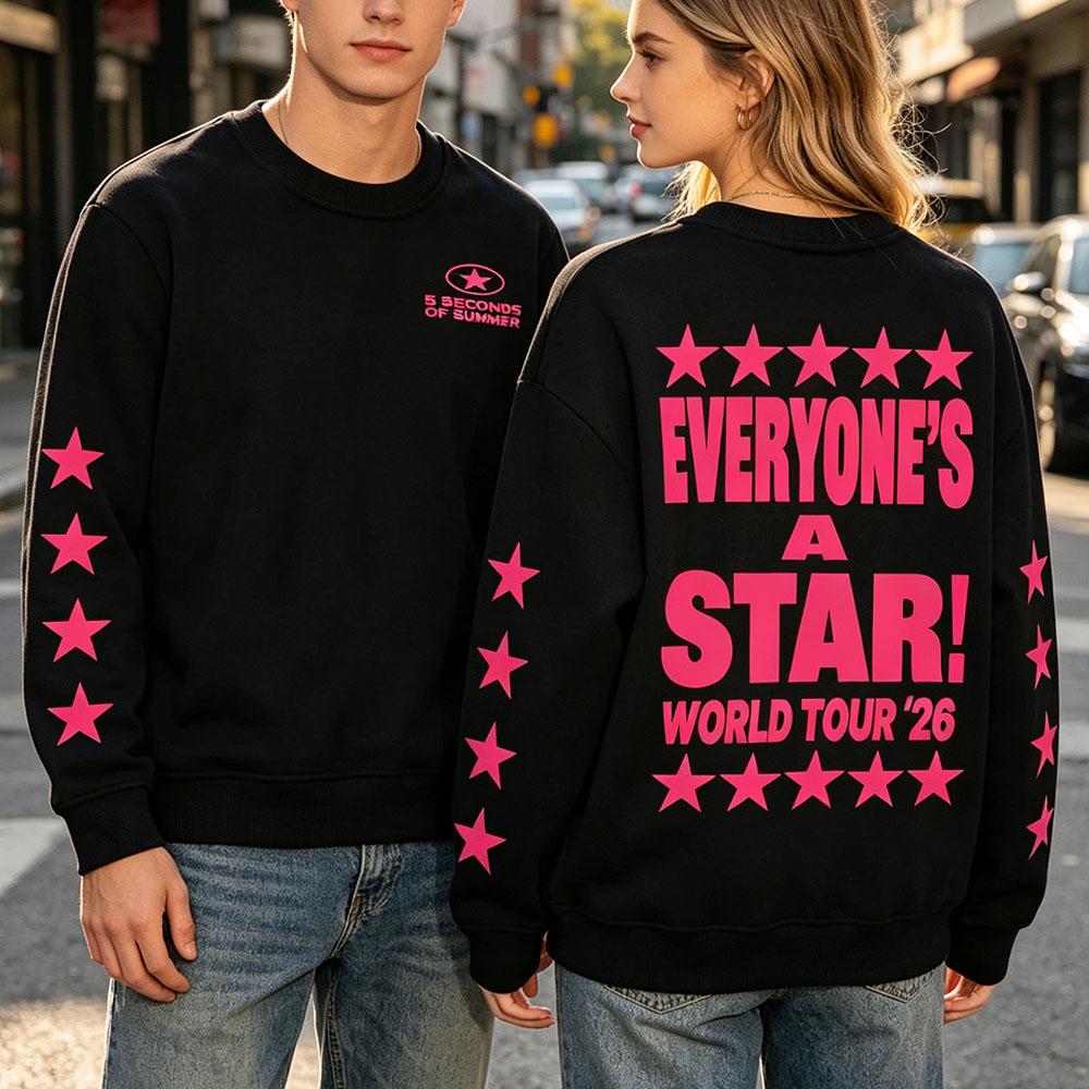 5SOS Everyone's A Star Мировой Тур 2026 Толстовка с круглым вырезом 5 Seconds of Summer Группа Пуловеры С длинным рукавом Свободный Женский Sudadera