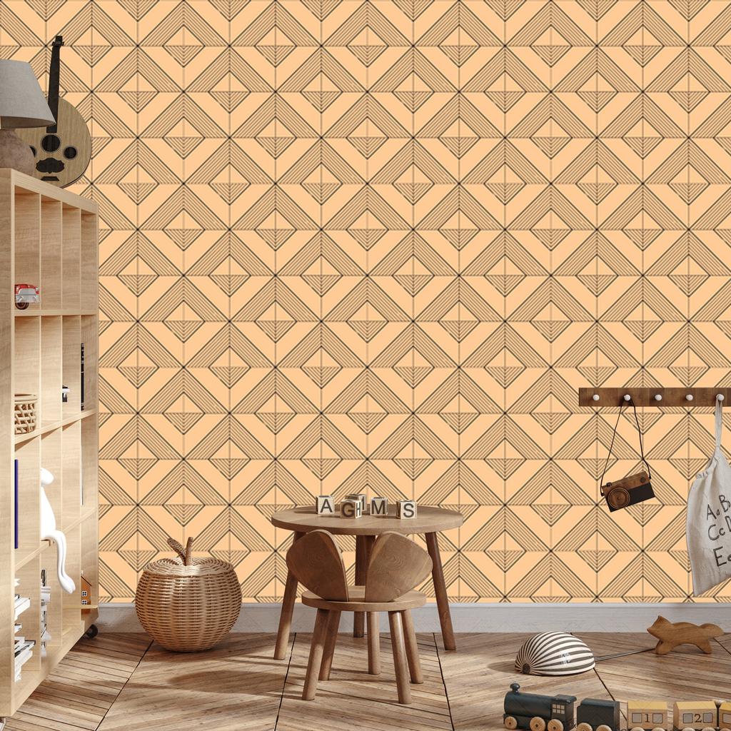 Geometric Diamonds Wallpaper Gold and Cream for Living Room and Bedroom 50x1000