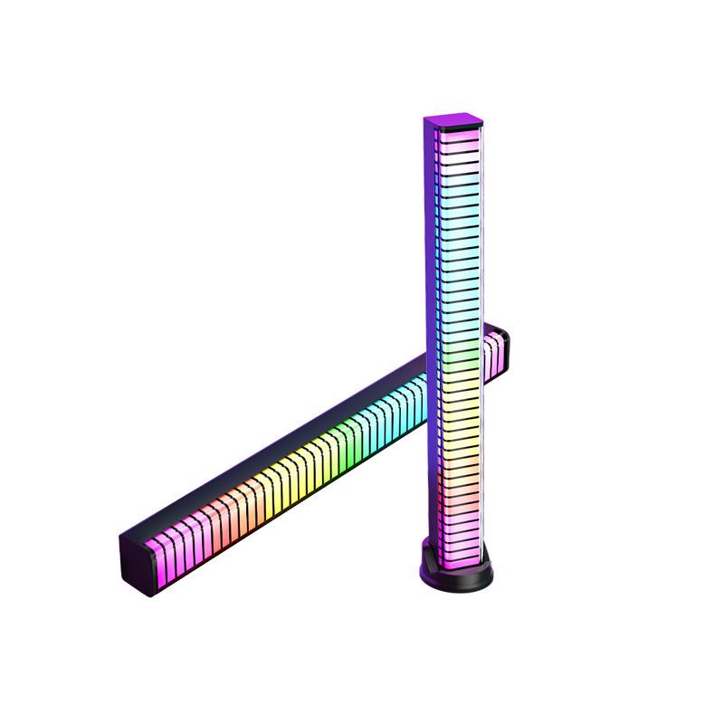 3D RGB Sound-Activated Rhythm Light: Double-Sided, Bluetooth-Controlled Strip for Desktop, Car, or Room Atmosphere.