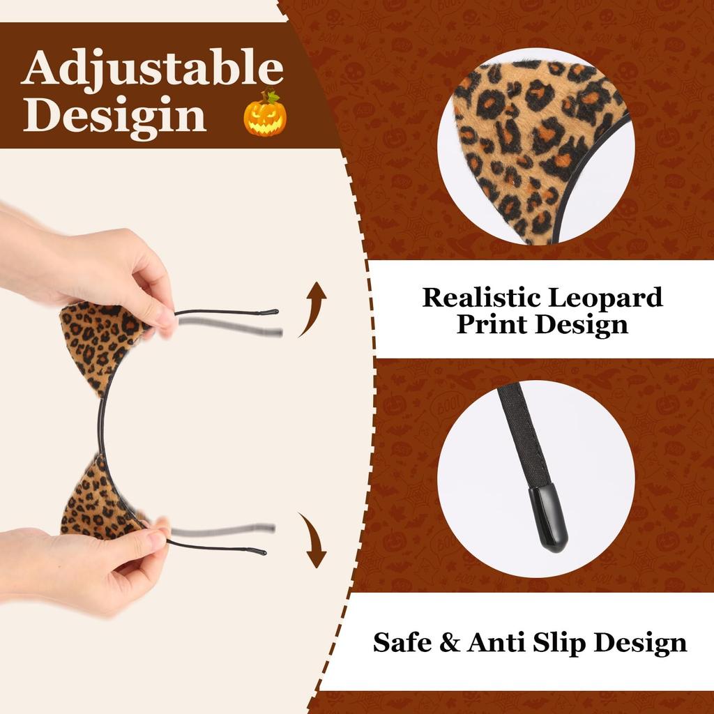 Повязка на голову с ушками леопарда, уши животных для костюмированного косплея или украшения вечеринки, уши для женщин