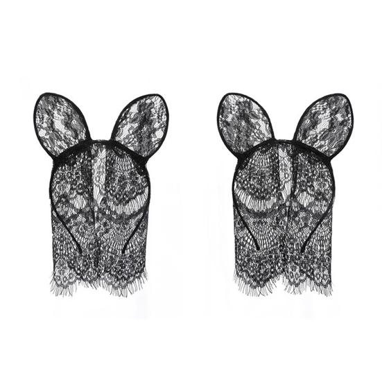 Кружевной обруч для волос, сексуальная тонкая вуаль, дизайн с кошачьими ушками, чистый цвет, повязка на голову для девочек, вечерние